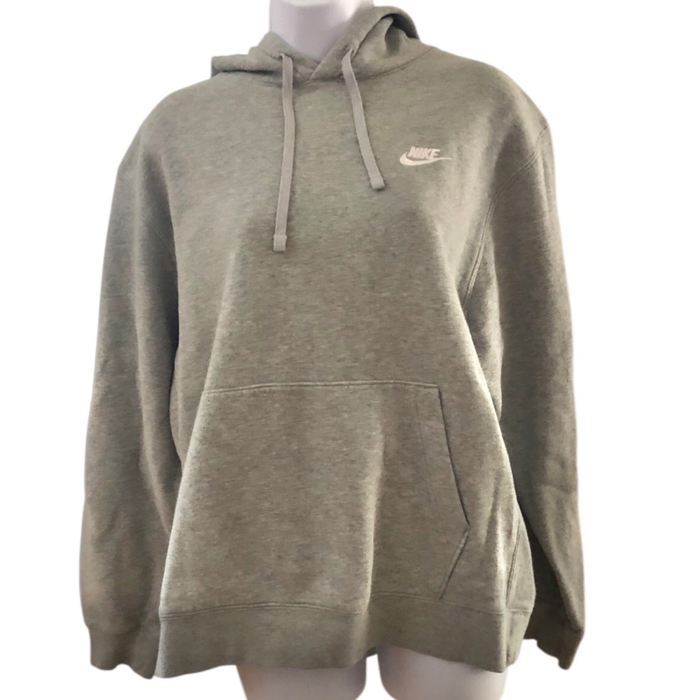 Nike Sweatshirt Size Large Men's Pullover Hoodie Sweater Gray Cotton Blend